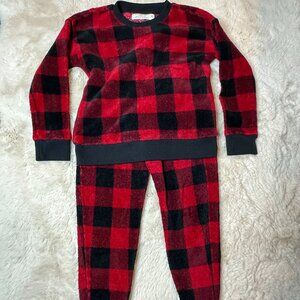 Abercrombie Kids Red Buffalo Check Fleece PJ Set (Size 7/8)